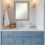 Grand Narrow Half-Inch-Bevel Framed Bathroom Vanity Wall Mirror