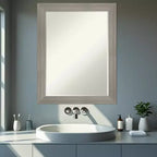 Grand Narrow Half-Inch-Bevel Framed Bathroom Vanity Wall Mirror