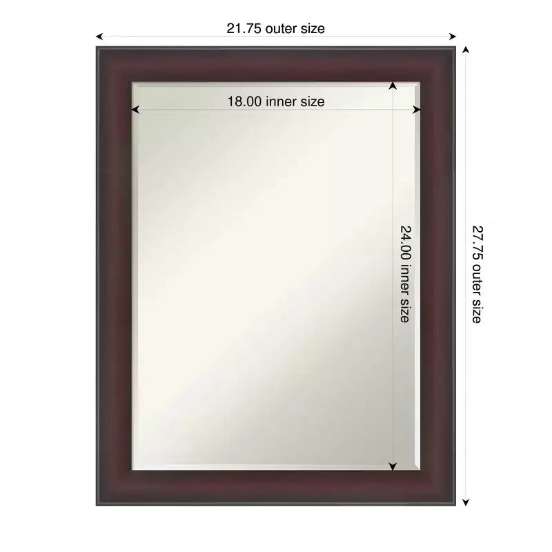 Grand Narrow Half-Inch-Bevel Framed Bathroom Vanity Wall Mirror