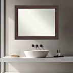 Grand Narrow Half-Inch-Bevel Framed Bathroom Vanity Wall Mirror