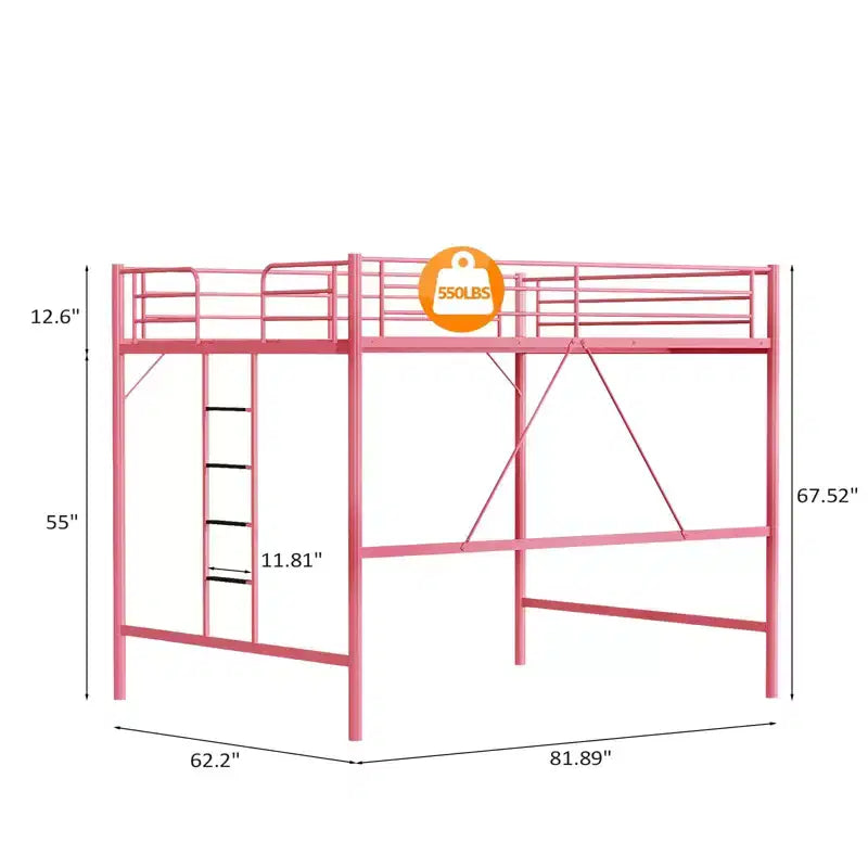 Queen Loft Bed with Flat Rungs