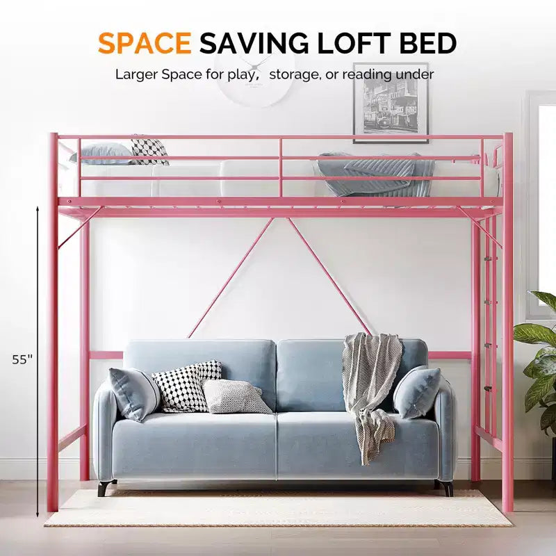 Queen Loft Bed with Flat Rungs