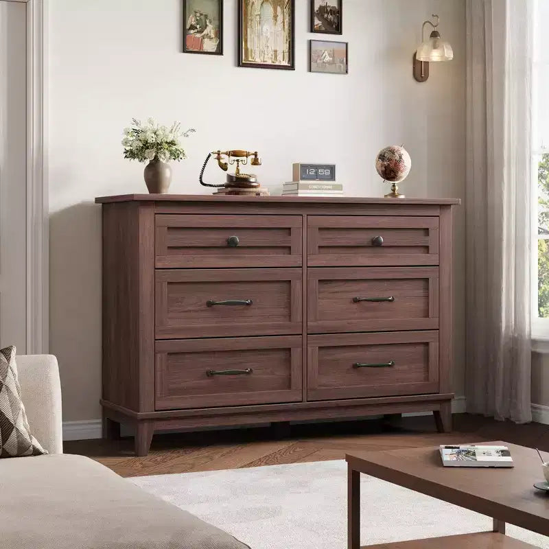 6-Drawer Double Dresser for Bedroom,Traditional Furniture, Wide Chest Storage