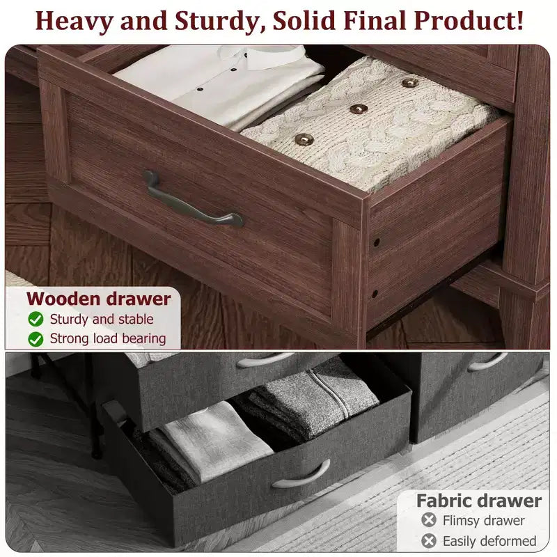 6-Drawer Double Dresser for Bedroom,Traditional Furniture, Wide Chest Storage