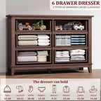 6-Drawer Double Dresser for Bedroom,Traditional Furniture, Wide Chest Storage