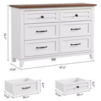 6-Drawer Double Dresser for Bedroom,Traditional Furniture, Wide Chest Storage