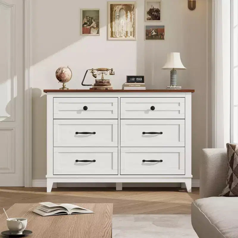 6-Drawer Double Dresser for Bedroom,Traditional Furniture, Wide Chest Storage