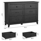 6-Drawer Double Dresser for Bedroom,Traditional Furniture, Wide Chest Storage