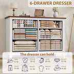 6-Drawer Double Dresser for Bedroom,Traditional Furniture, Wide Chest Storage