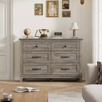 6-Drawer Double Dresser for Bedroom,Traditional Furniture, Wide Chest Storage