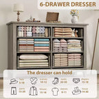 6-Drawer Double Dresser for Bedroom,Traditional Furniture, Wide Chest Storage