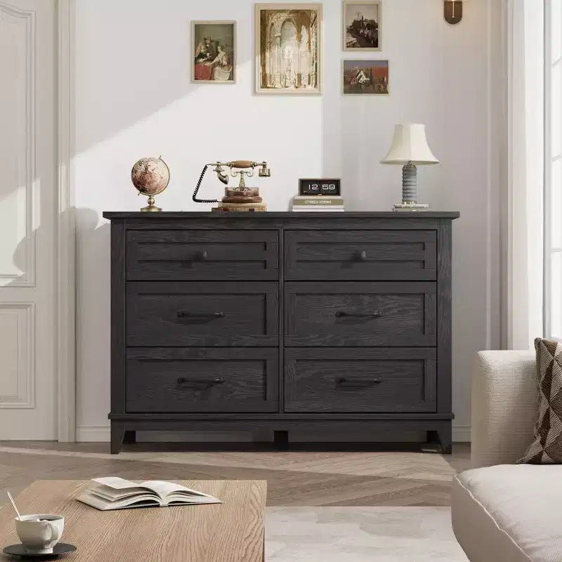 6-Drawer Double Dresser for Bedroom,Traditional Furniture, Wide Chest Storage