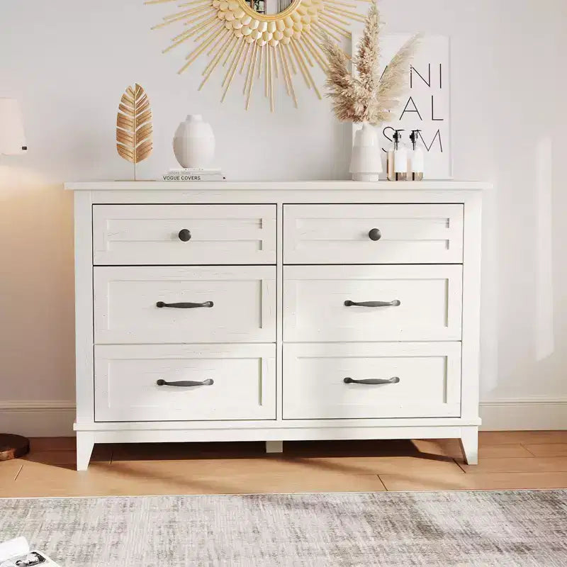 6-Drawer Double Dresser for Bedroom,Traditional Furniture, Wide Chest Storage