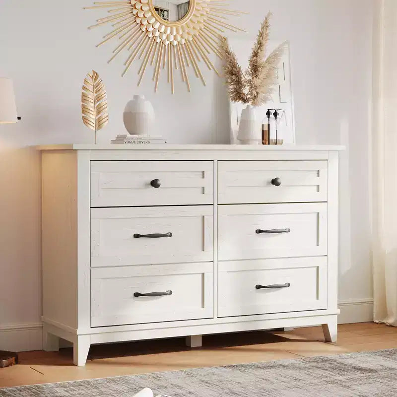 6-Drawer Double Dresser for Bedroom,Traditional Furniture, Wide Chest Storage
