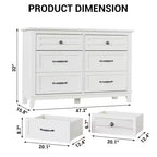 6-Drawer Double Dresser for Bedroom,Traditional Furniture, Wide Chest Storage