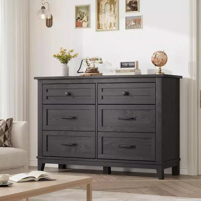 6-Drawer Double Dresser for Bedroom,Traditional Furniture, Wide Chest Storage