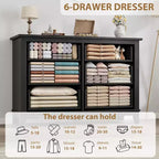 6-Drawer Double Dresser for Bedroom,Traditional Furniture, Wide Chest Storage