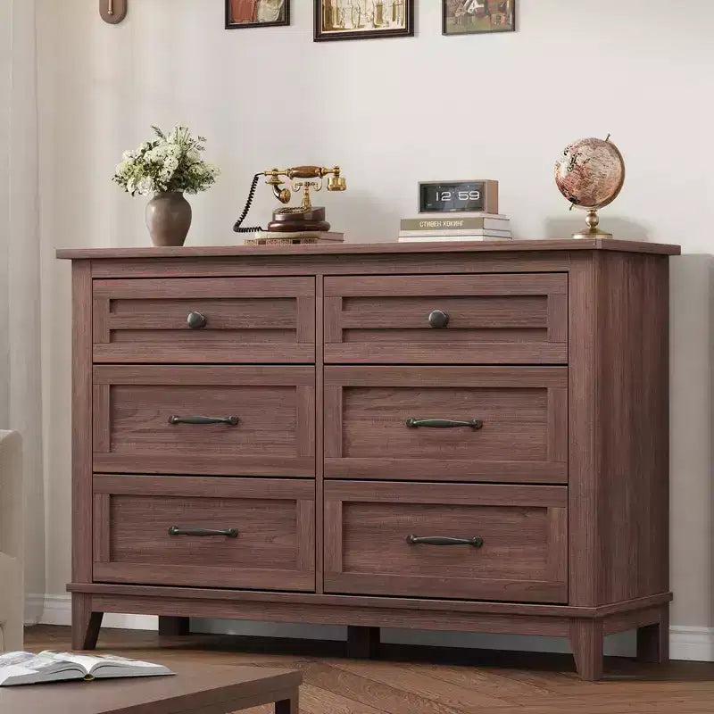 6-Drawer Double Dresser for Bedroom,Traditional Furniture, Wide Chest Storage