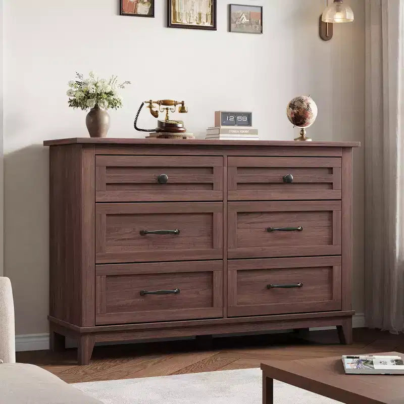 6-Drawer Double Dresser for Bedroom,Traditional Furniture, Wide Chest Storage