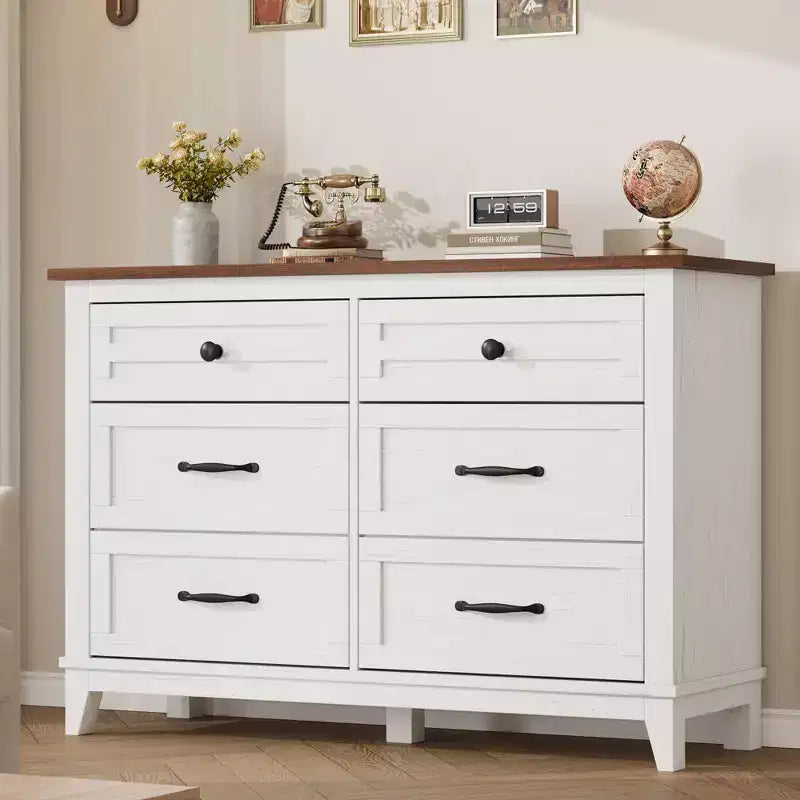 6-Drawer Double Dresser for Bedroom,Traditional Furniture, Wide Chest Storage