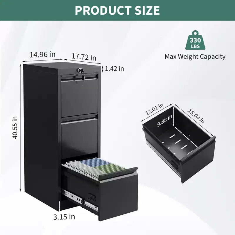 3-Drawer Vertical File Cabinet