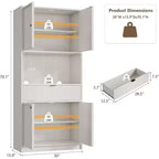Kitchen Pantry Cabinet, 70 in Tall Pantry Storage Cabinet with Countertop, Doors and Drawer, Freestanding Cupboard for Dining Room, Living Room