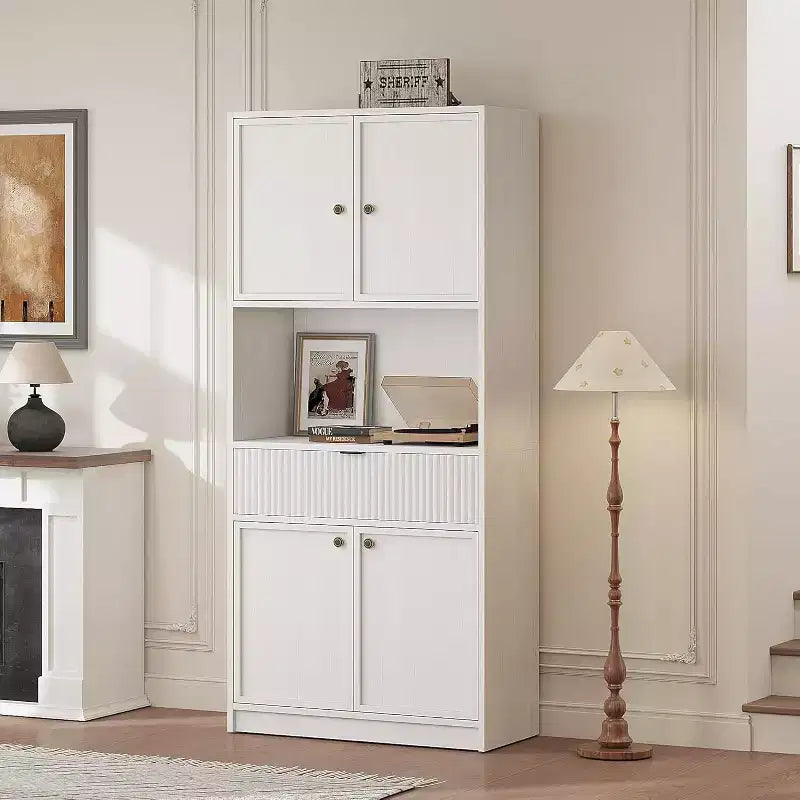 Kitchen Pantry Cabinet, 70 in Tall Pantry Storage Cabinet with Countertop, Doors and Drawer, Freestanding Cupboard for Dining Room, Living Room