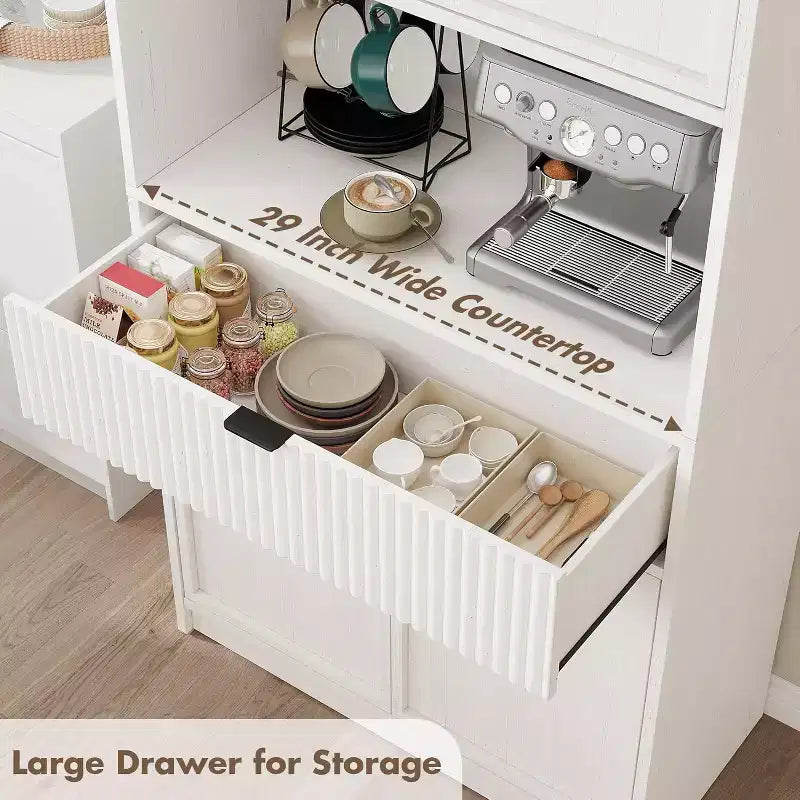 Kitchen Pantry Cabinet, 70 in Tall Pantry Storage Cabinet with Countertop, Doors and Drawer, Freestanding Cupboard for Dining Room, Living Room