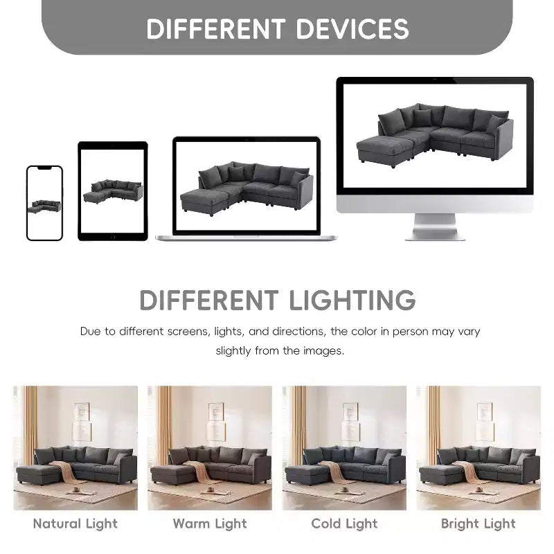 90x80 Modern L-Shaped 5-Seater Sectional Sofa
