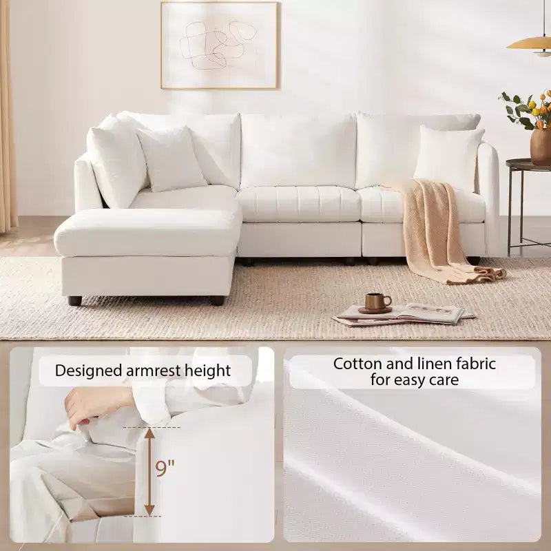90x80 Modern L-Shaped 5-Seater Sectional Sofa
