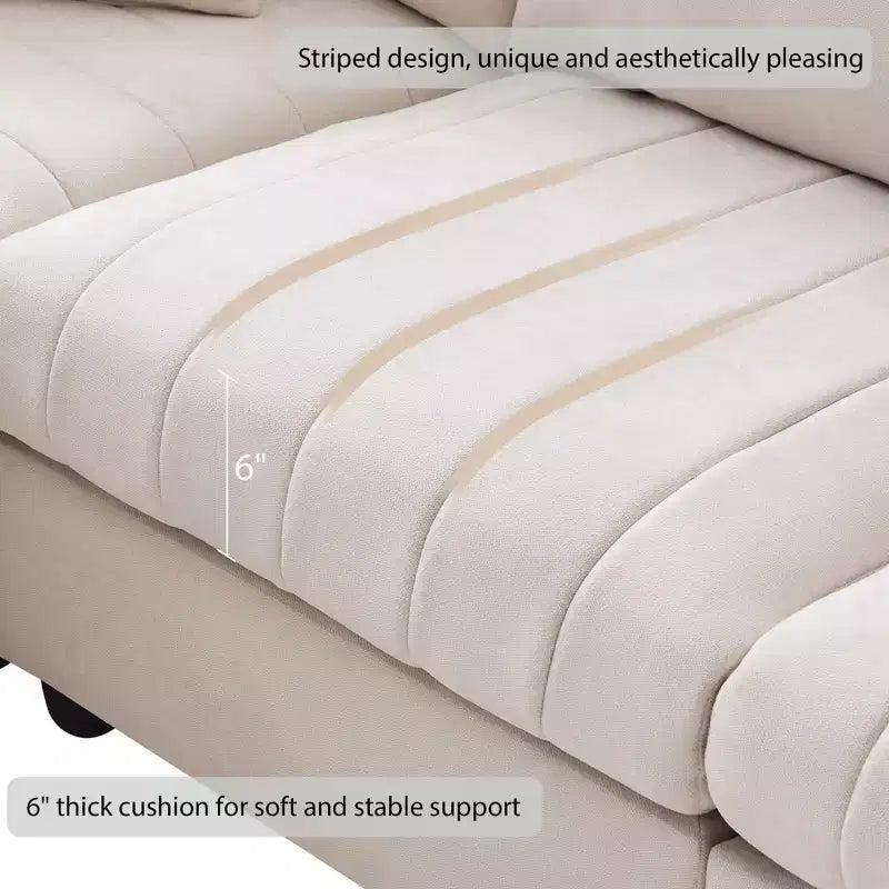 90x80 Modern L-Shaped 5-Seater Sectional Sofa