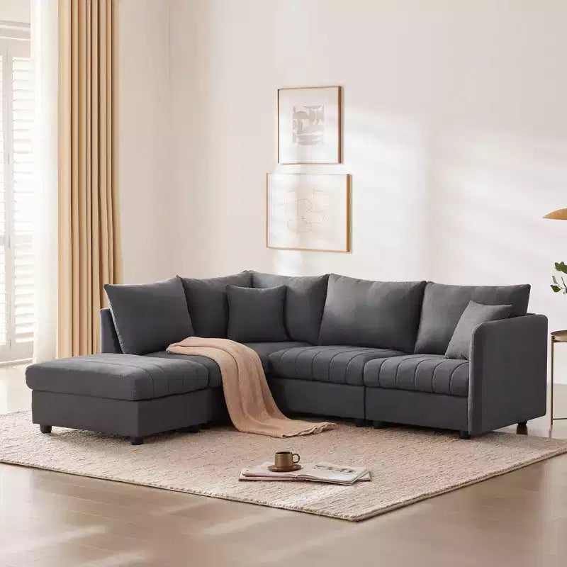 90x80 Modern L-Shaped 5-Seater Sectional Sofa