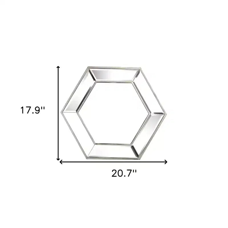 18 Silver Hexagon Glass Framed Accent Mirror