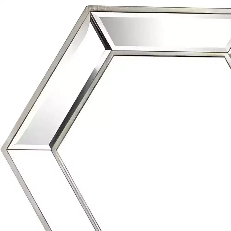 18 Silver Hexagon Glass Framed Accent Mirror