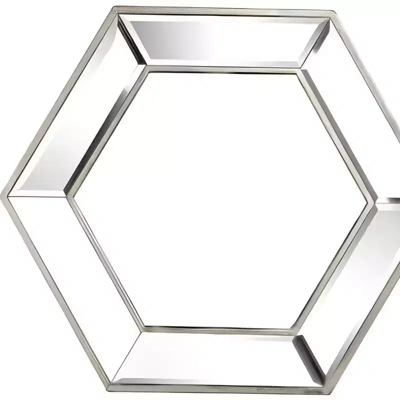 18 Silver Hexagon Glass Framed Accent Mirror