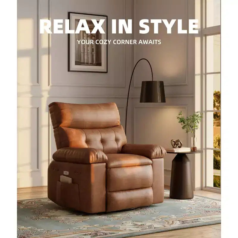 37.4 PU Leather Power Lift Recliner Chair, Adjustable Recliner, 1.5X Sponge Filling, Seat Width, Cup Holders, Ergonomic Single Sofa