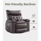 37.4 PU Leather Power Lift Recliner Chair, Adjustable Recliner, 1.5X Sponge Filling, Seat Width, Cup Holders, Ergonomic Single Sofa