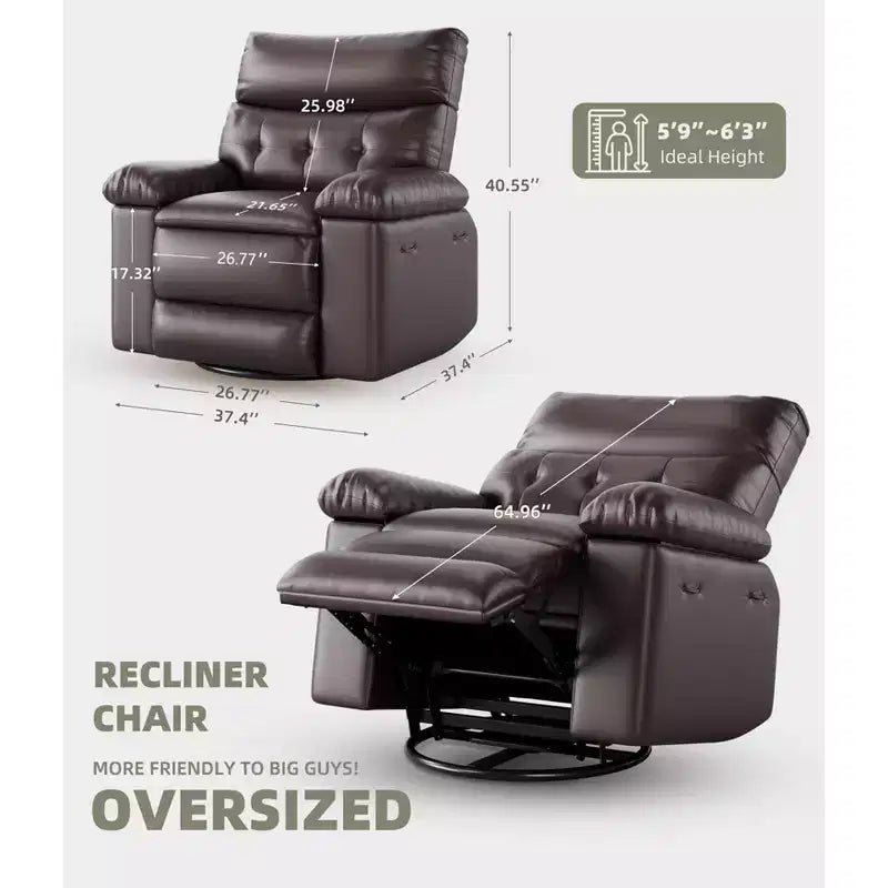 37.4 PU Leather Power Lift Recliner Chair, Adjustable Recliner, 1.5X Sponge Filling, Seat Width, Cup Holders, Ergonomic Single Sofa