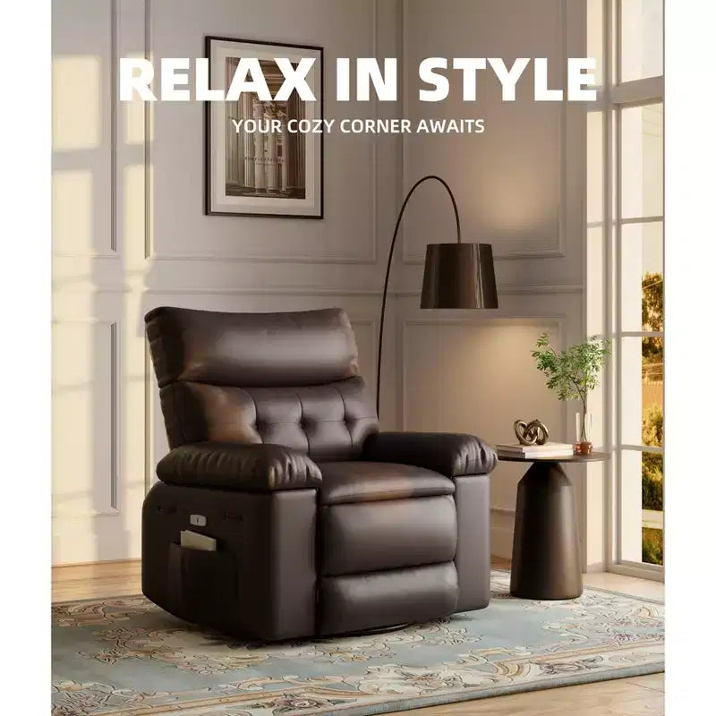 37.4 PU Leather Power Lift Recliner Chair, Adjustable Recliner, 1.5X Sponge Filling, Seat Width, Cup Holders, Ergonomic Single Sofa