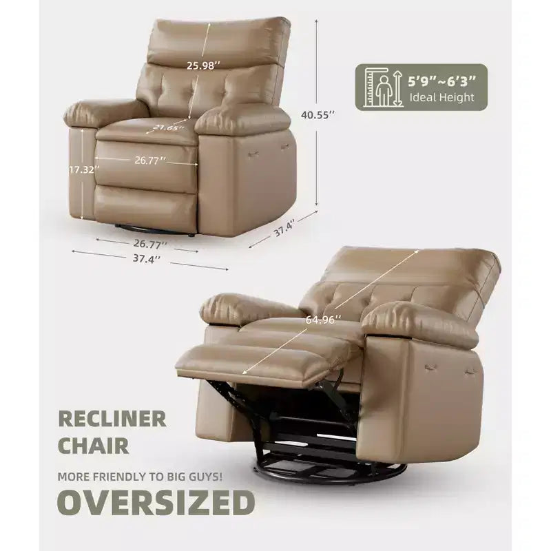 37.4 PU Leather Power Lift Recliner Chair, Adjustable Recliner, 1.5X Sponge Filling, Seat Width, Cup Holders, Ergonomic Single Sofa