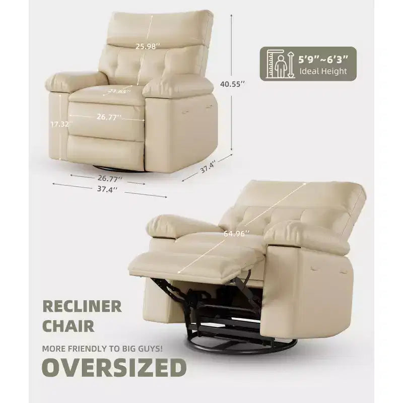 37.4 PU Leather Power Lift Recliner Chair, Adjustable Recliner, 1.5X Sponge Filling, Seat Width, Cup Holders, Ergonomic Single Sofa