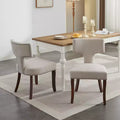 MAYEERTY Mid-Century Modern Dining Chairs - Farmhouse Linen, Curved Back, Copper Nails, Hardwood Frame, Set of 2
