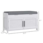 Shoe Storage Bench, Modern Entryway Bench with Cushion, Hidden Compartments, Adjustable Shelves, Shutter Doors