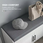 Shoe Storage Bench, Modern Entryway Bench with Cushion, Hidden Compartments, Adjustable Shelves, Shutter Doors