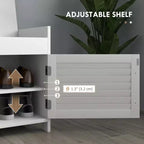 Shoe Storage Bench, Modern Entryway Bench with Cushion, Hidden Compartments, Adjustable Shelves, Shutter Doors