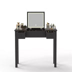 Vanity Desk with Lighted Mirror, Makeup Vanity Table with 2 Drawers, Adjustable Jewelry Storage Compartment