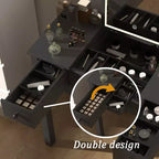Vanity Desk with Lighted Mirror, Makeup Vanity Table with 2 Drawers, Adjustable Jewelry Storage Compartment