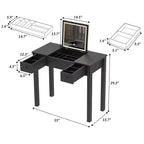 Vanity Desk with Lighted Mirror, Makeup Vanity Table with 2 Drawers, Adjustable Jewelry Storage Compartment