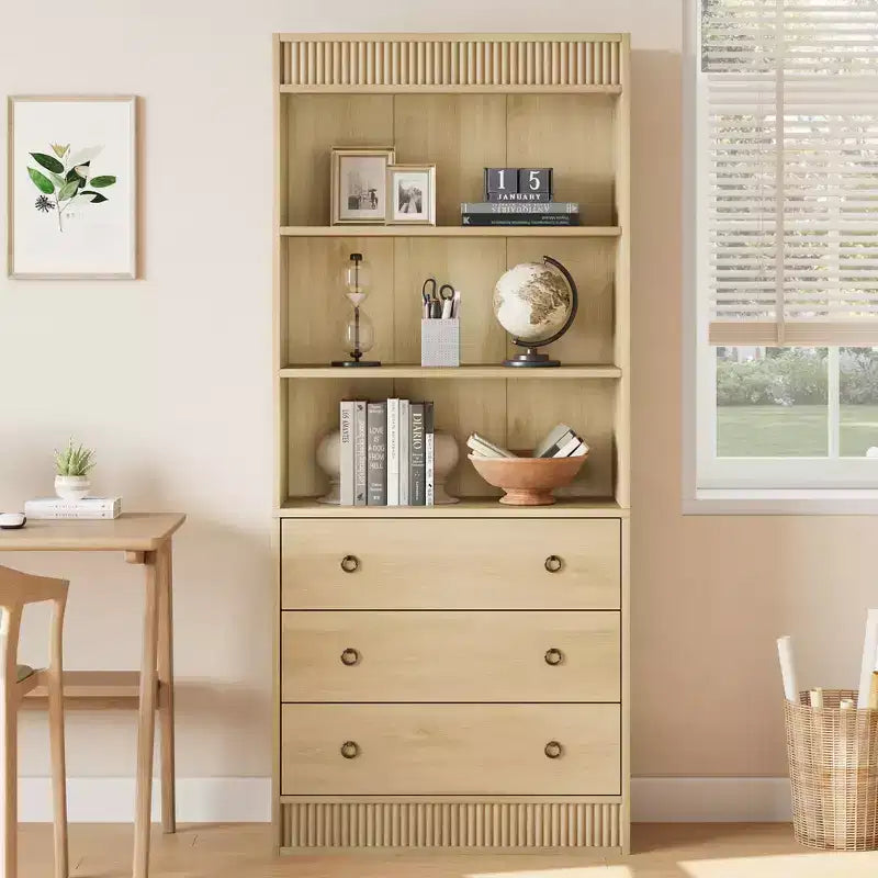 Fluted Bookshelf 70.8 Bookcase