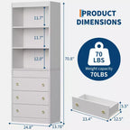 Fluted Bookshelf 70.8 Bookcase